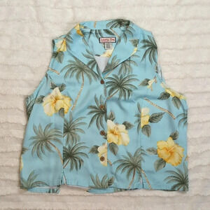 Kitty Rescue! Jamaica Bay Ladies Sleeveless Hawaiian Shirt 100% Rayon